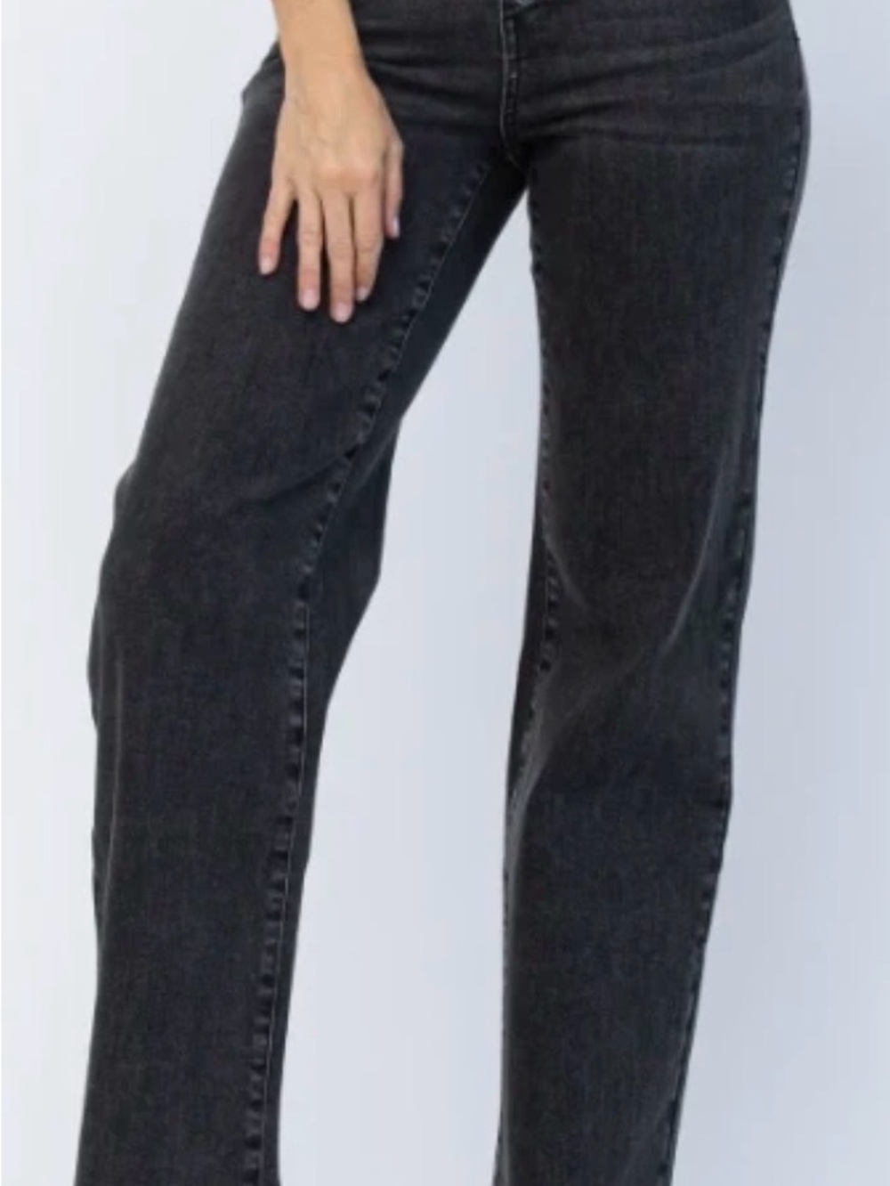 Judy Blue "Date Night" Black Trouser Wide Leg Jeans High Rise Button Fly 13/31